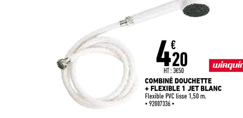 Combiné Douchette + Flexible 1 Jet Blanc
