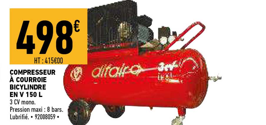 compresseur à courroie bicylindre en v 150 l