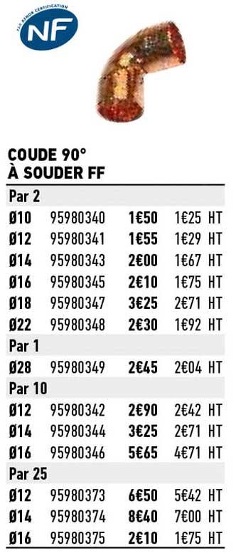 coude 90° à souder ff
