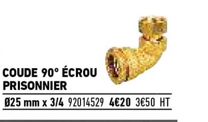 coude 90° écrou prisonnier