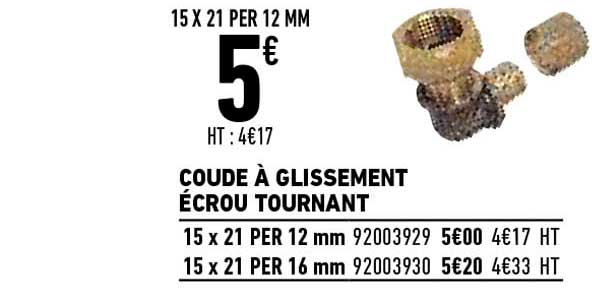 coude à glissement écrou tournant