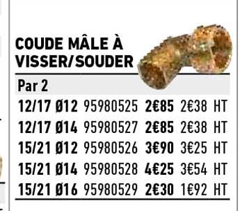 Coude Mâle à Visser - Souder