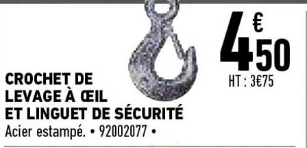 crochet de levage à œil et linguet de sécurité