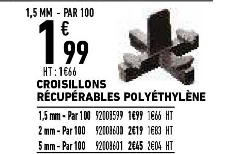 croisillons récupérables polyéthylène