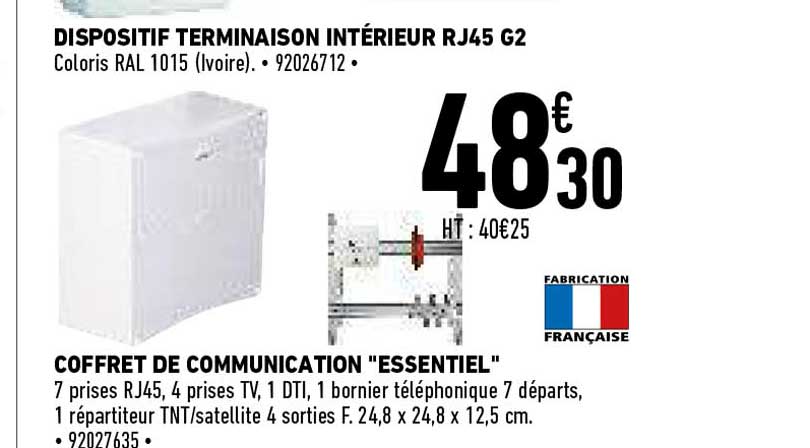 dispositif terminaison intérieur rj45 g2 coffret de communication "essentiel"