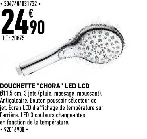 douchette "chora" led lcd