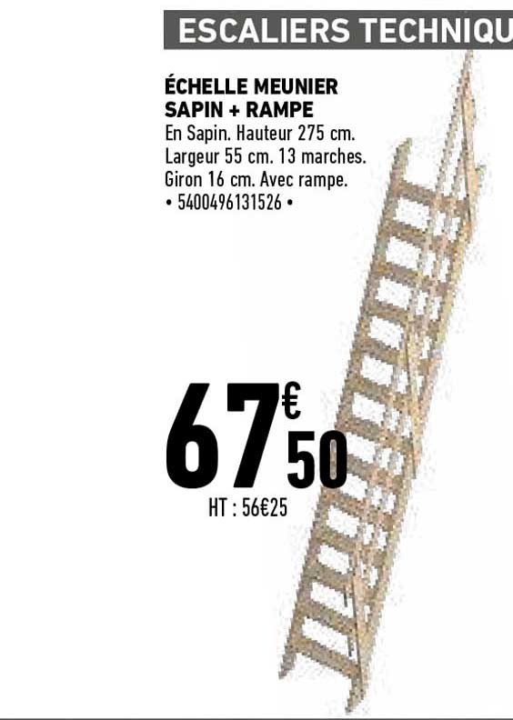 echelle meunier sapin + rampe