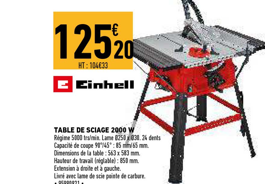 einhell table de sciage 2000 w