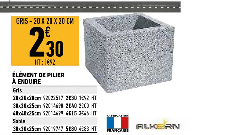 élément de pilier à enduire