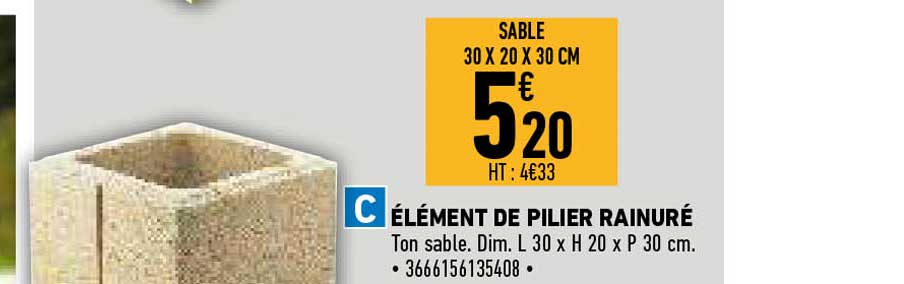 élément de pilier rainuré