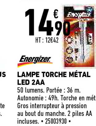 energizer lampe torche métal led 2aa