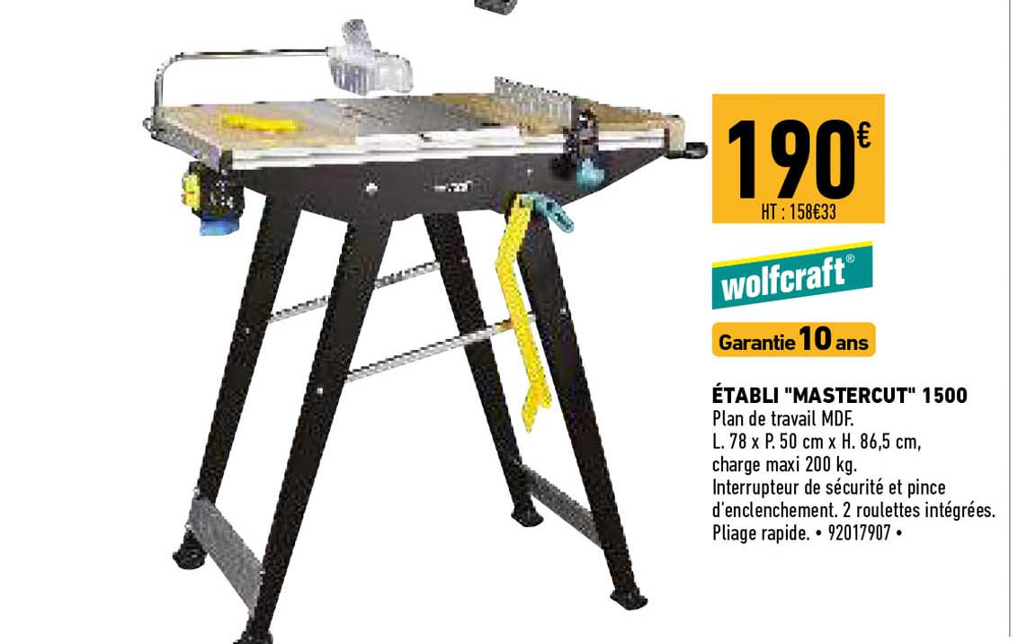 établi "mastercut" 1500 wolfcraft