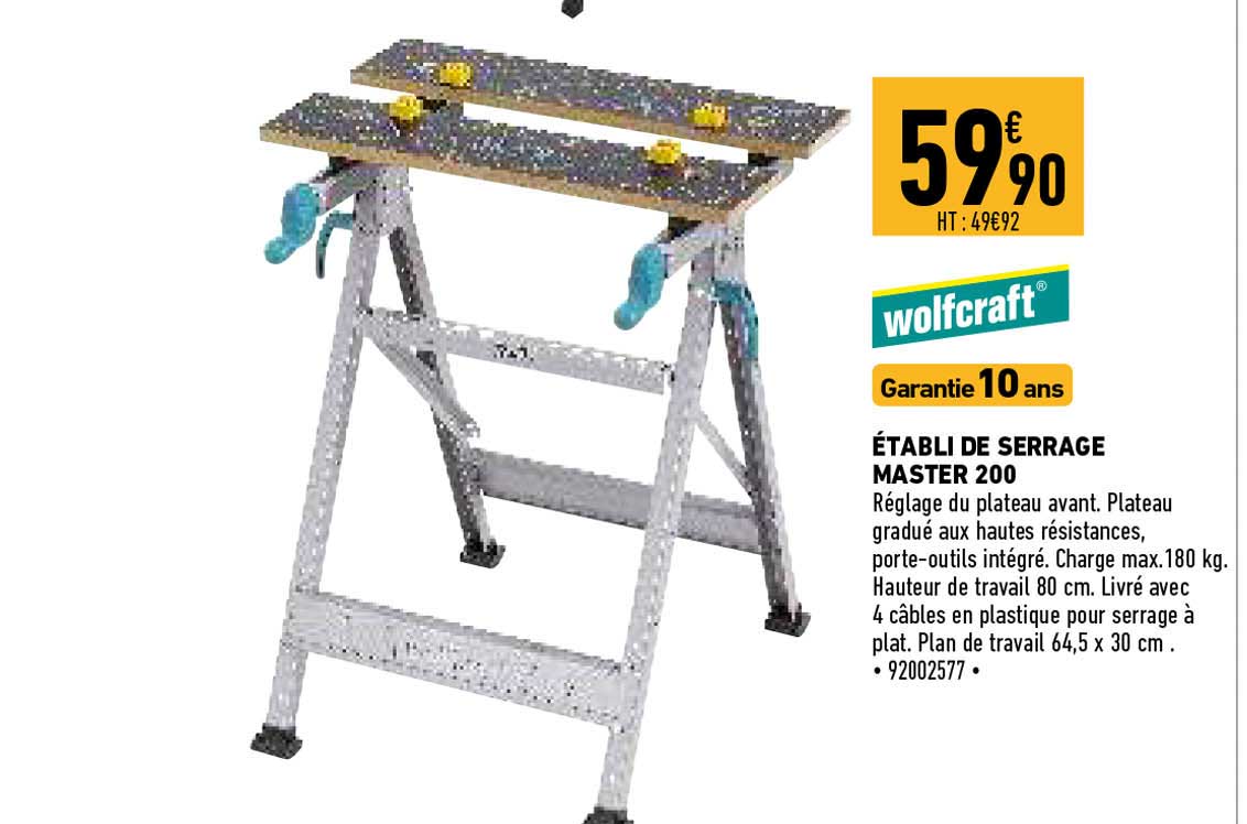 établi de serrage master 200 wolfcraft