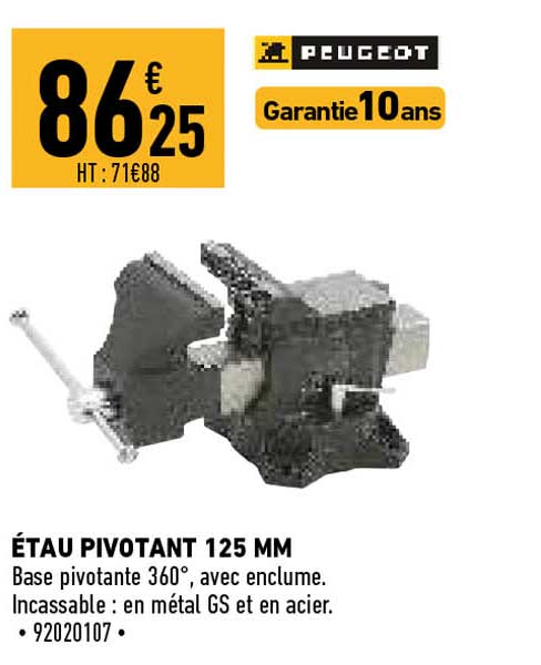 étau Pivotant 125 Mm Peugeot