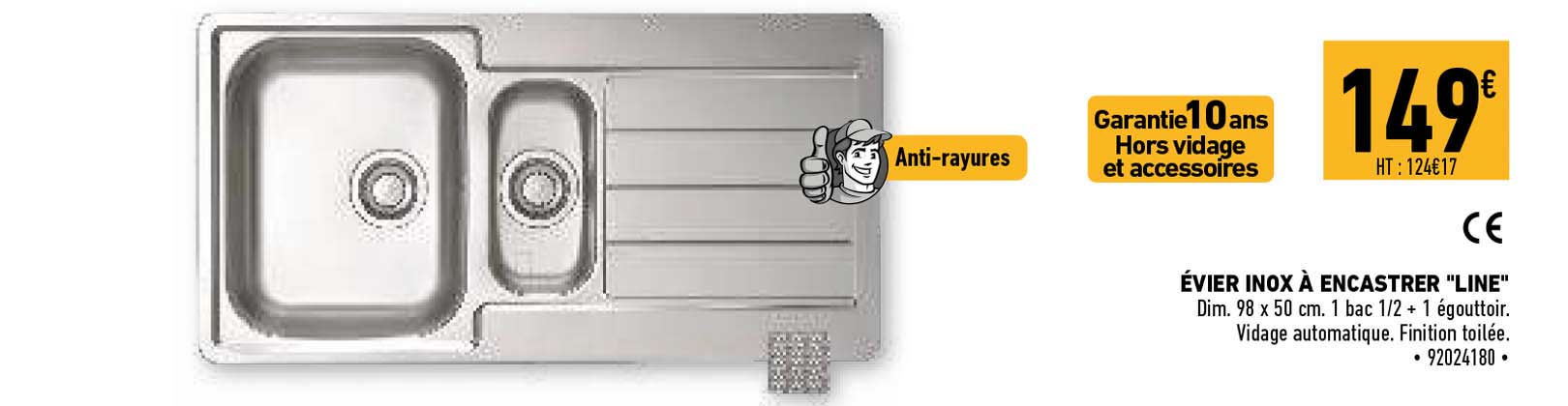 évier inox à encastrer "line"