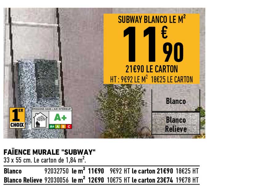 faïence murale "subway"