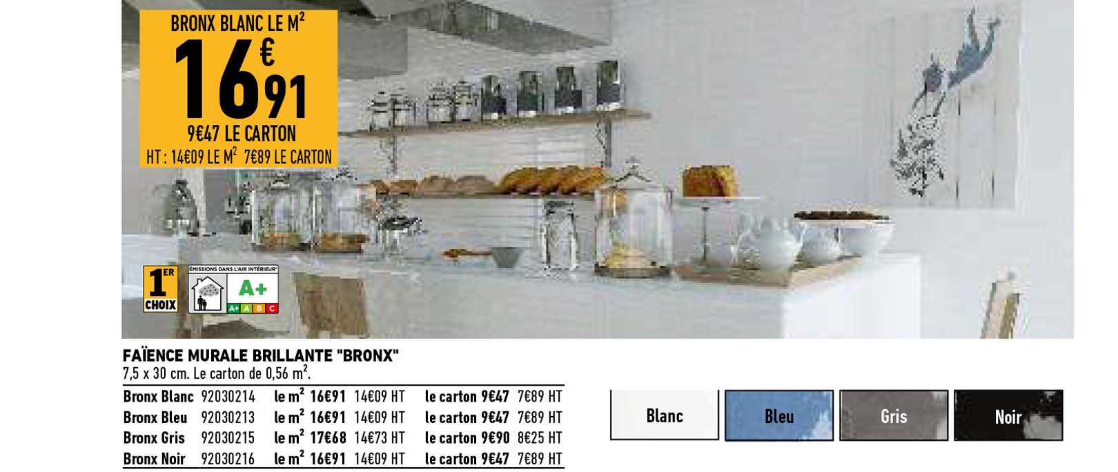 faïence murale brillante "bronx"