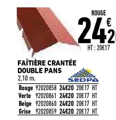 faîtière crantée double pans