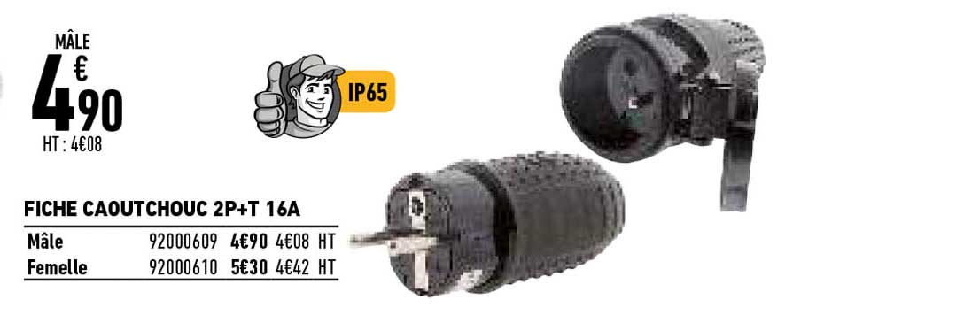 Fiche Caoutchouc 2p+t 16a