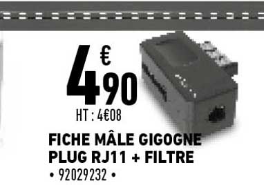 fiche mâle gigogne plug rj11 + filtre