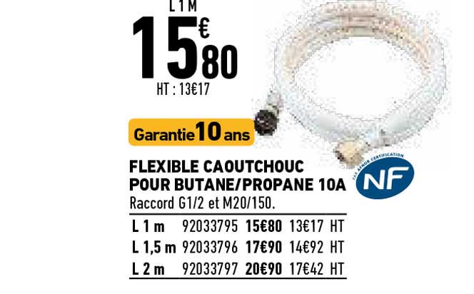 flexible caoutchouc pour butane - propane 10a