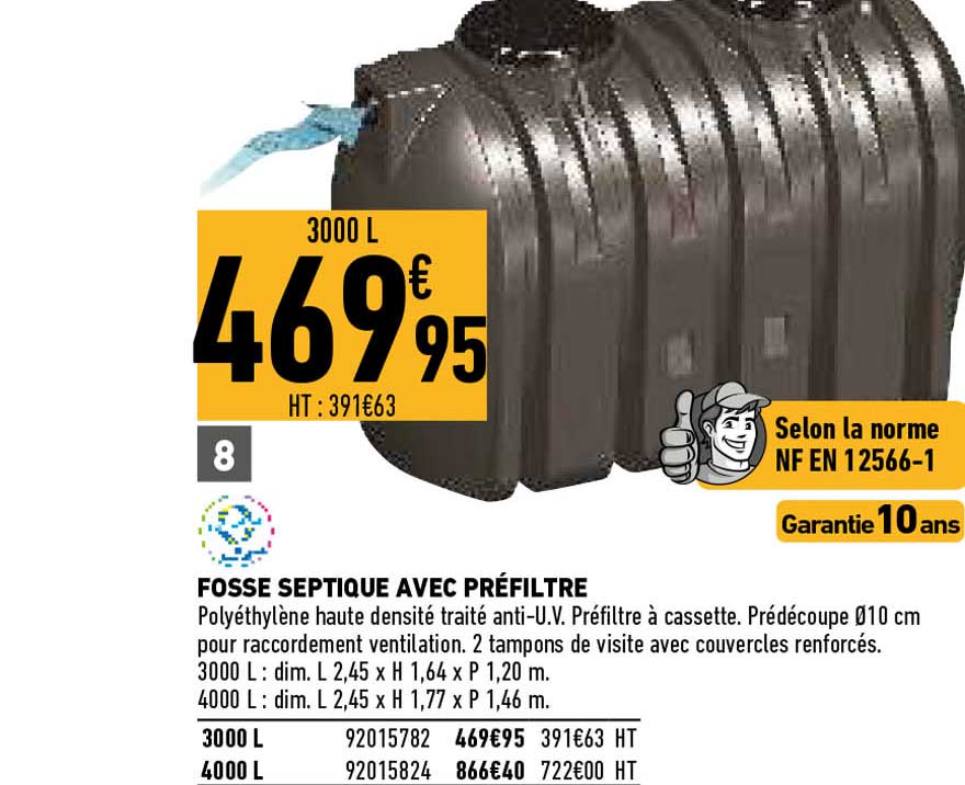fosse septique avec préfiltre