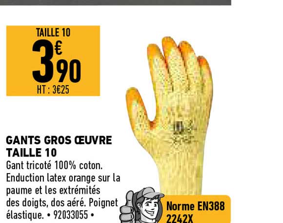 gants gros oeuvre taille 10