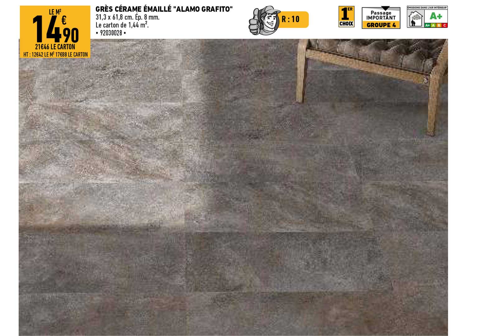grès cérame émaillé "alamo grafito"