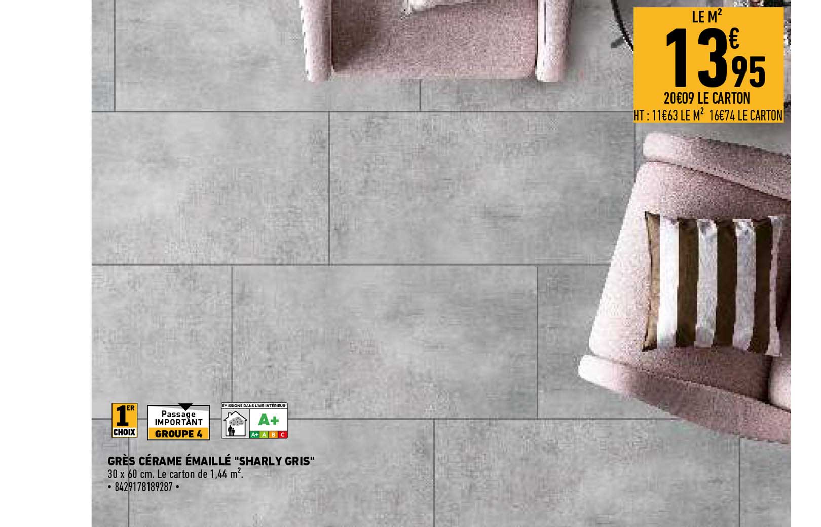 grès cérame émaillé "sharly gris"