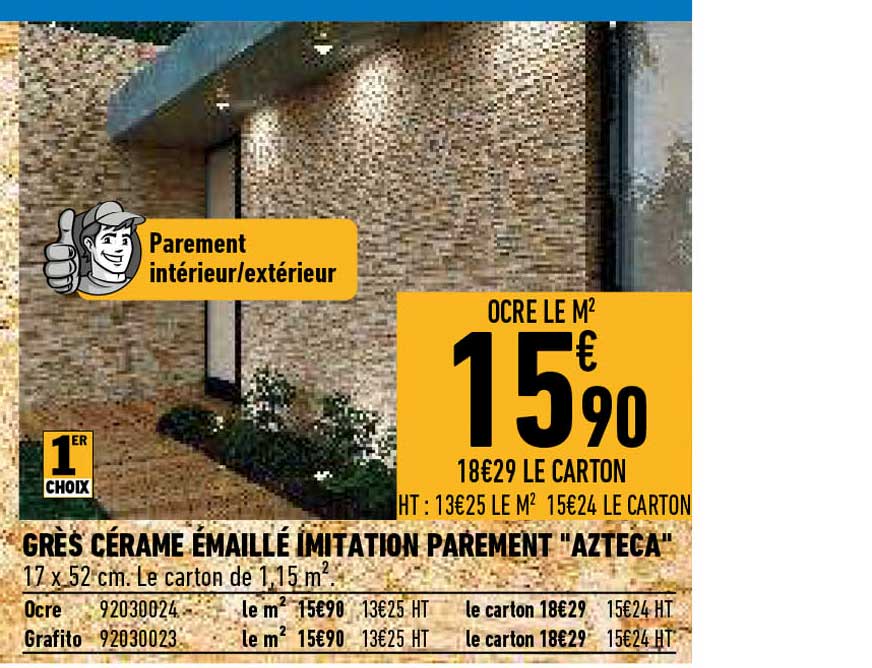 grès cérame émaillé imitation parement "azteca"