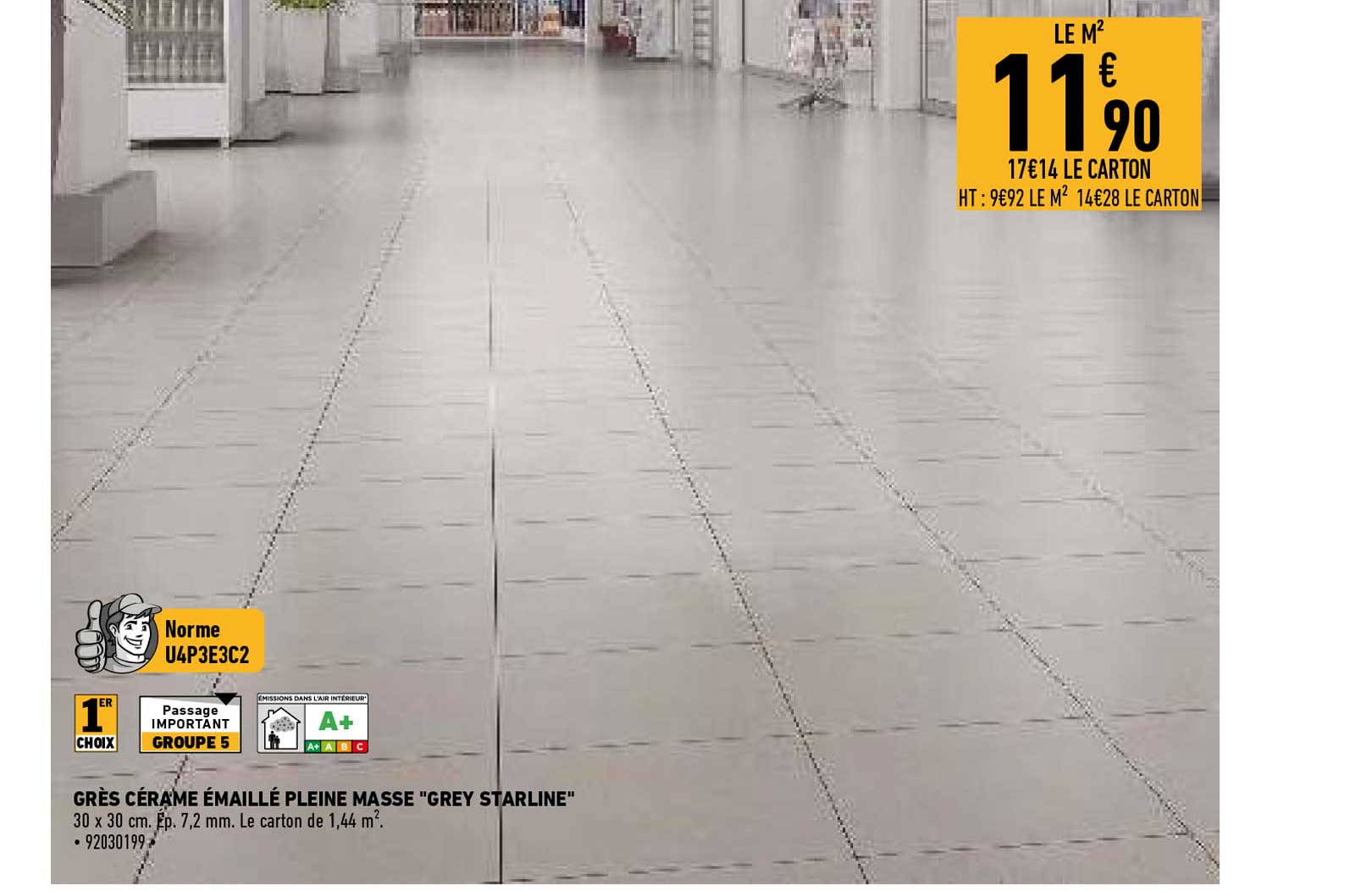 gres cerame emaille pleine masse "grey starline"