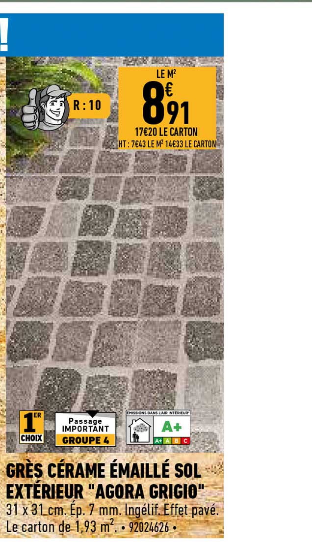 grès cérame émaillé sol extérieur "agora grigio"