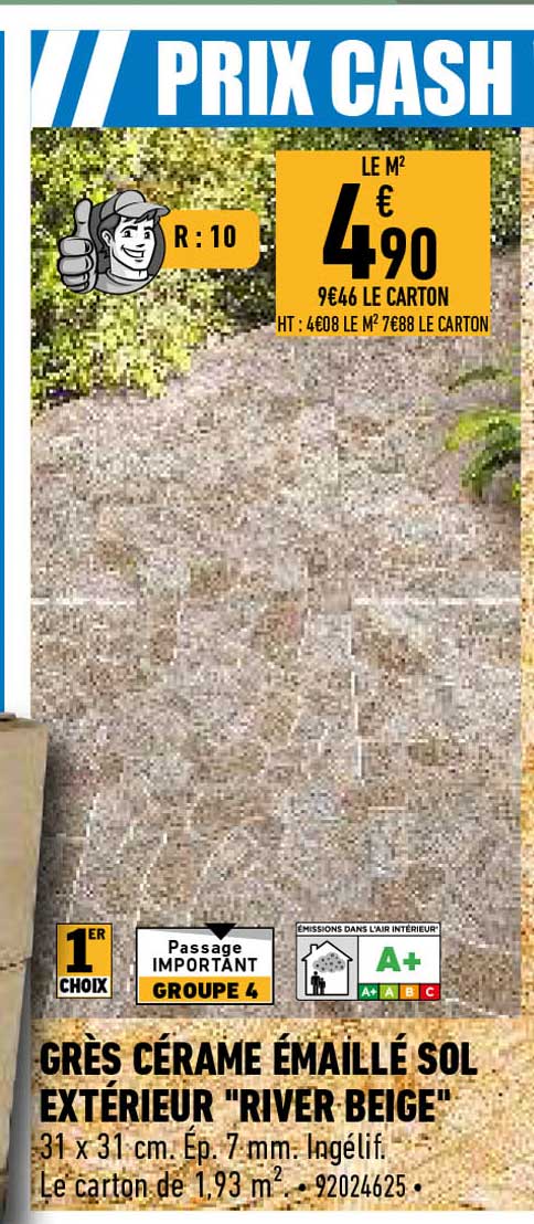 grès cérame émaillé sol extérieur "river beige"