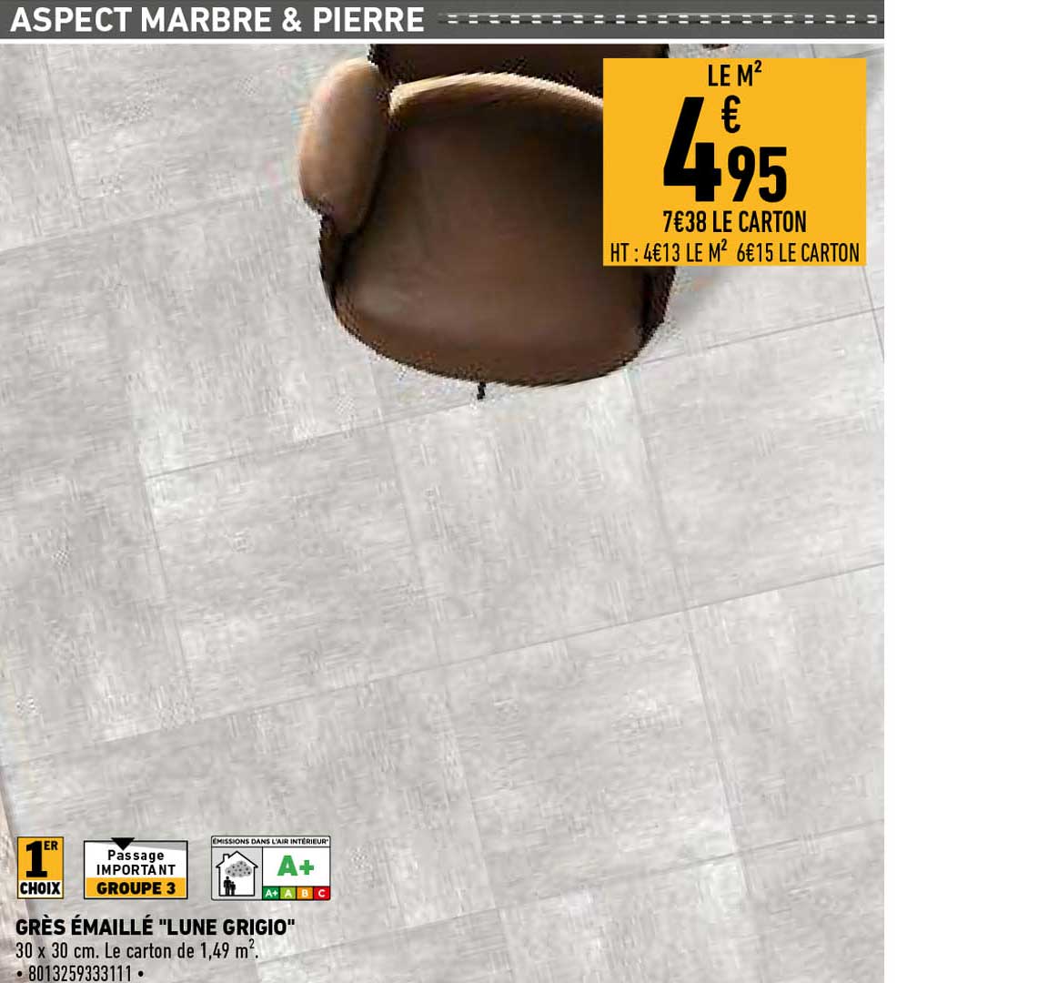 gres emaille "lunge grigio"