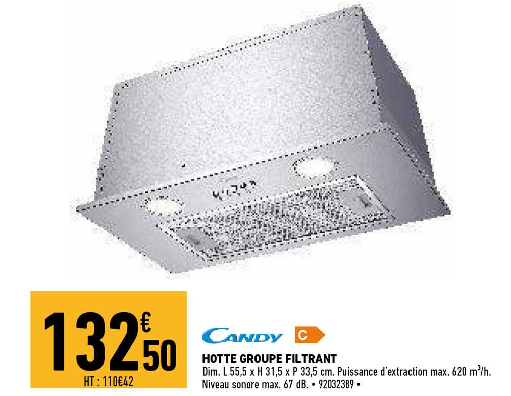 hotte groupe filtrant candy