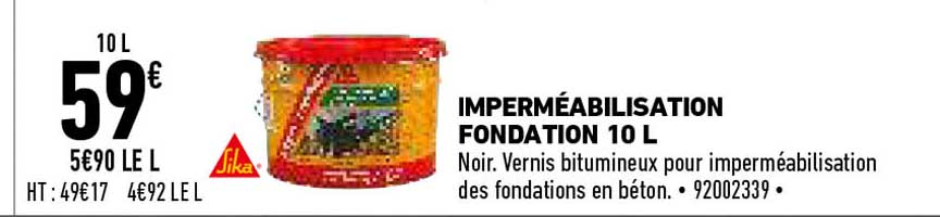 imperméabilisation fondation 10 l sika