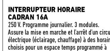 interrupteur horaire cadran 16a