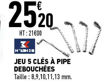 jeu 5 clés à pipe débouchées