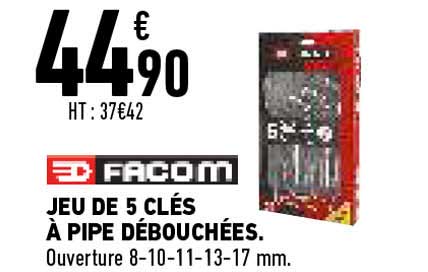 jeu de 5 clés à pipe débouchées facom