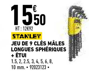 jeu de 9 clés mâles longues sphériques + étui