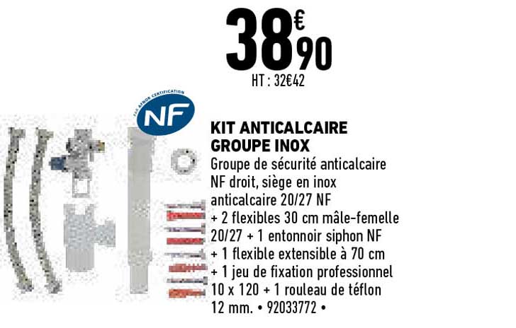 kit anticalcaire groupe inox
