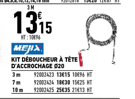 kit déboucheur à tête d'accrochage 20