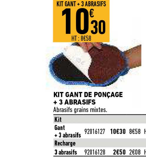 kit gant de ponçage + 3 abrasifs
