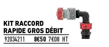 Kit Raccord Rapide Gros Débit