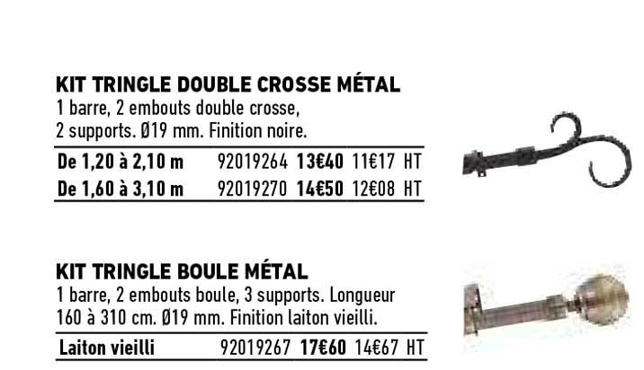 kit tringle double crosse métal kit tringle boule métal