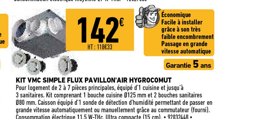 kit vmc simple flux pavillon'air hygrocomut