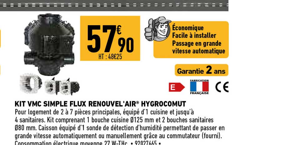kit vmc simple flux renouvel'air hygrocomut