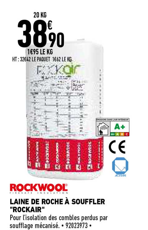 Laine De Roche à Souffler "rockair" Rockwool