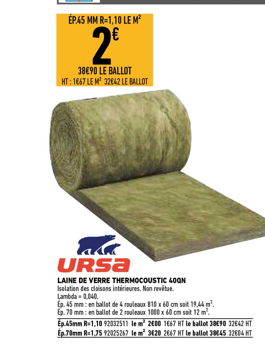 Laine De Verre Thérmocoustic 40qn Ursa