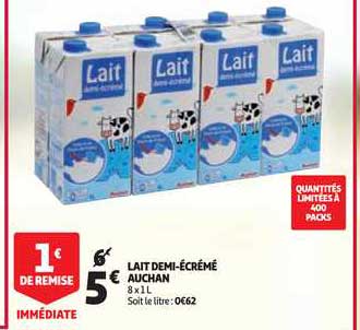 lait demi-ecreme auchan